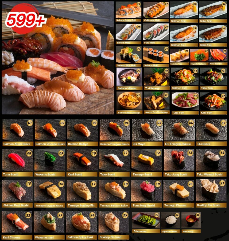 เมนูบุฟเฟ่ต์อาหารญี่ปุ่นของร้าน Shinkai Premium Sushi bar